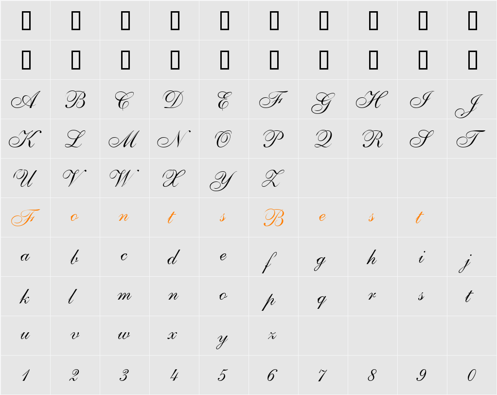 PenTweaksOneSSi Character Map