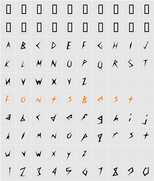 ToothpixSSi Character Map