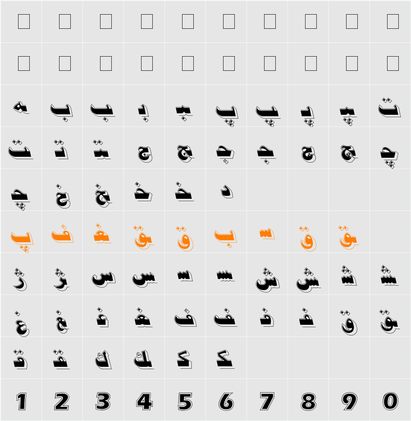 Hiyal Asliya7 Character Map