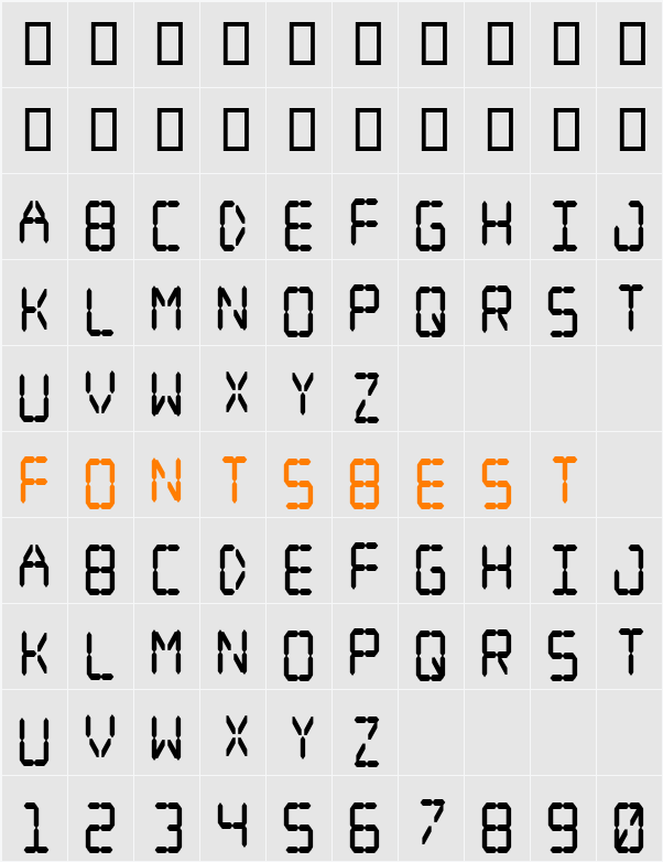Digital dream Fat Narrow Character Map