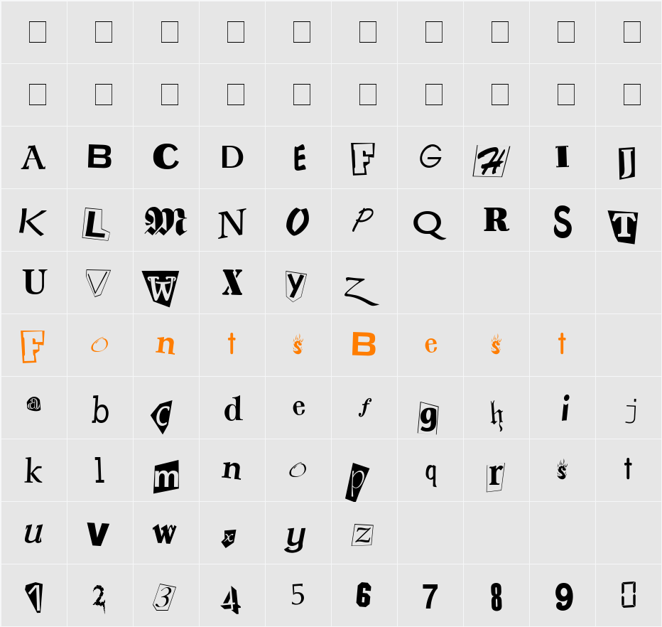 Ransom Note Character Map