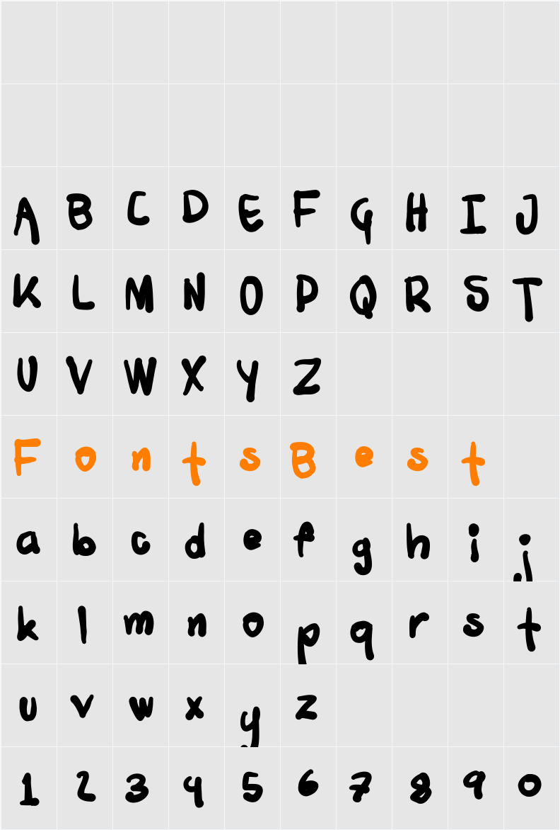 Tusch Touch 4 Character Map