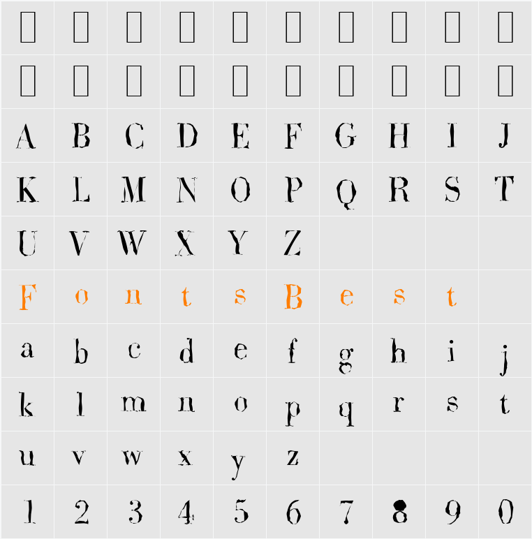 BodoniRandom-Light Character Map