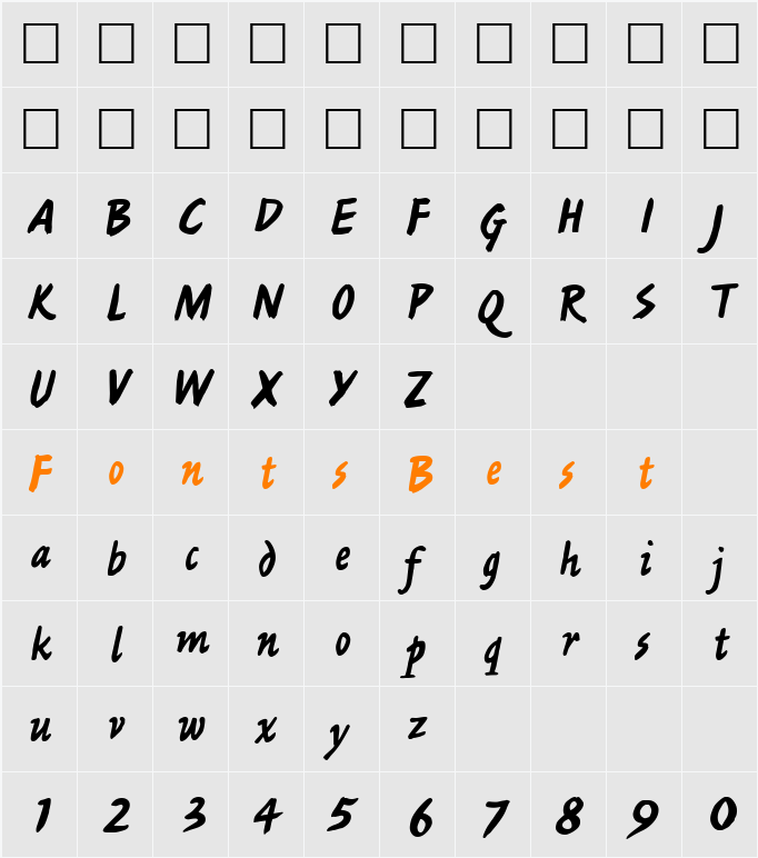 PT Kirkwood Character Map