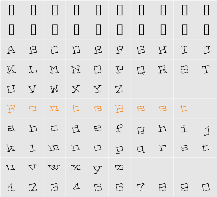 NopainLeft Character Map