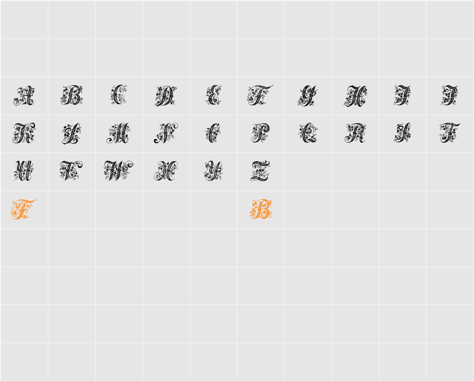 Victorian Initials One Character Map