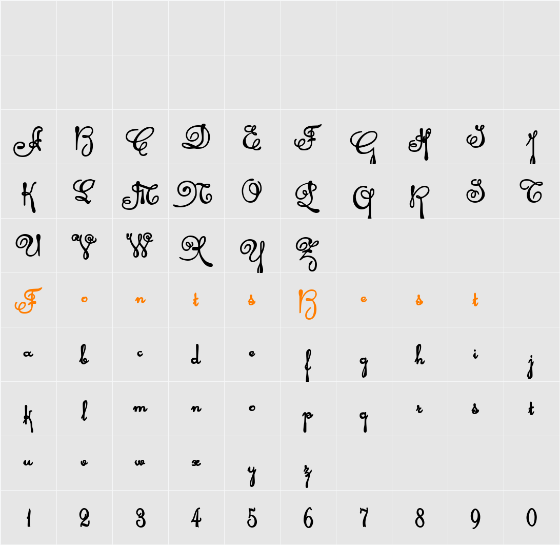 Rhalina Bold Character Map