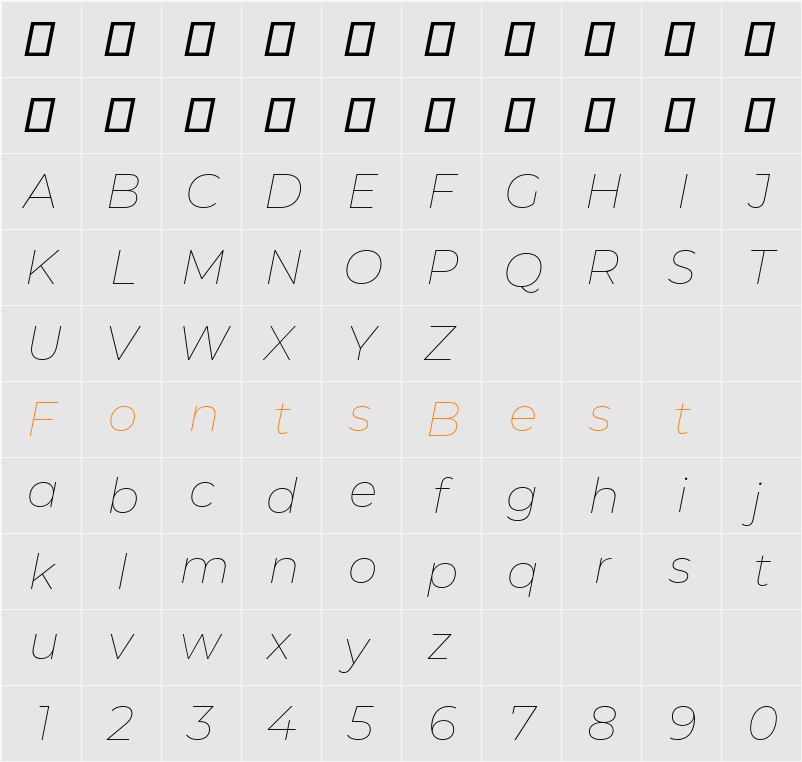 Montserrat Thin Character Map