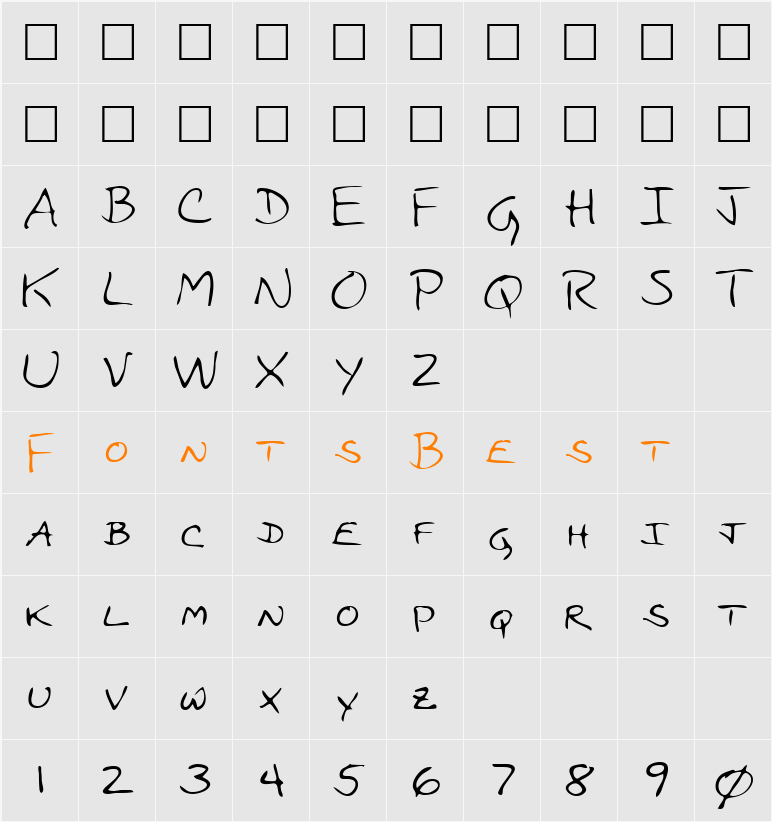 Cody Character Map