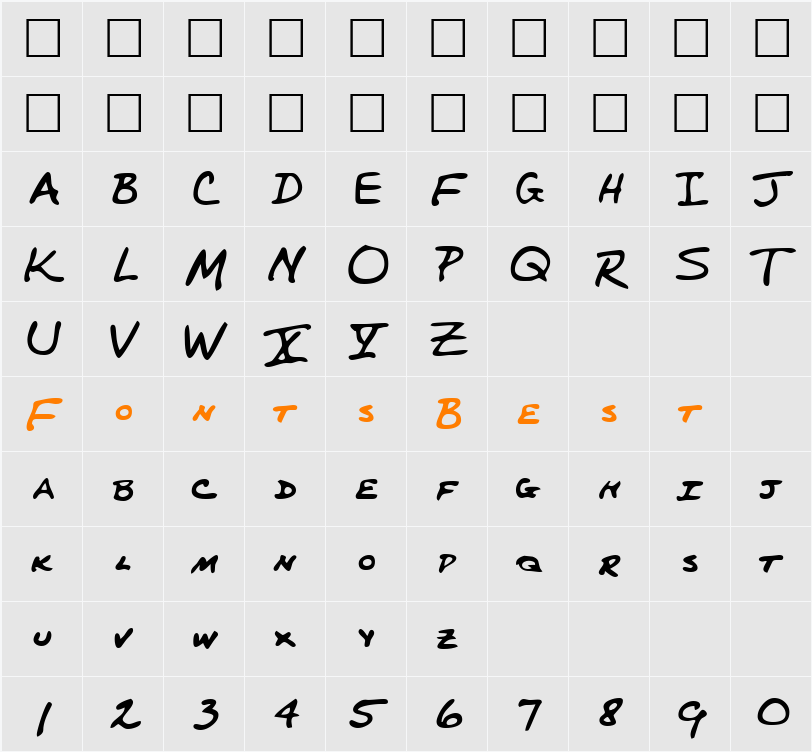 PerkinsHand Character Map