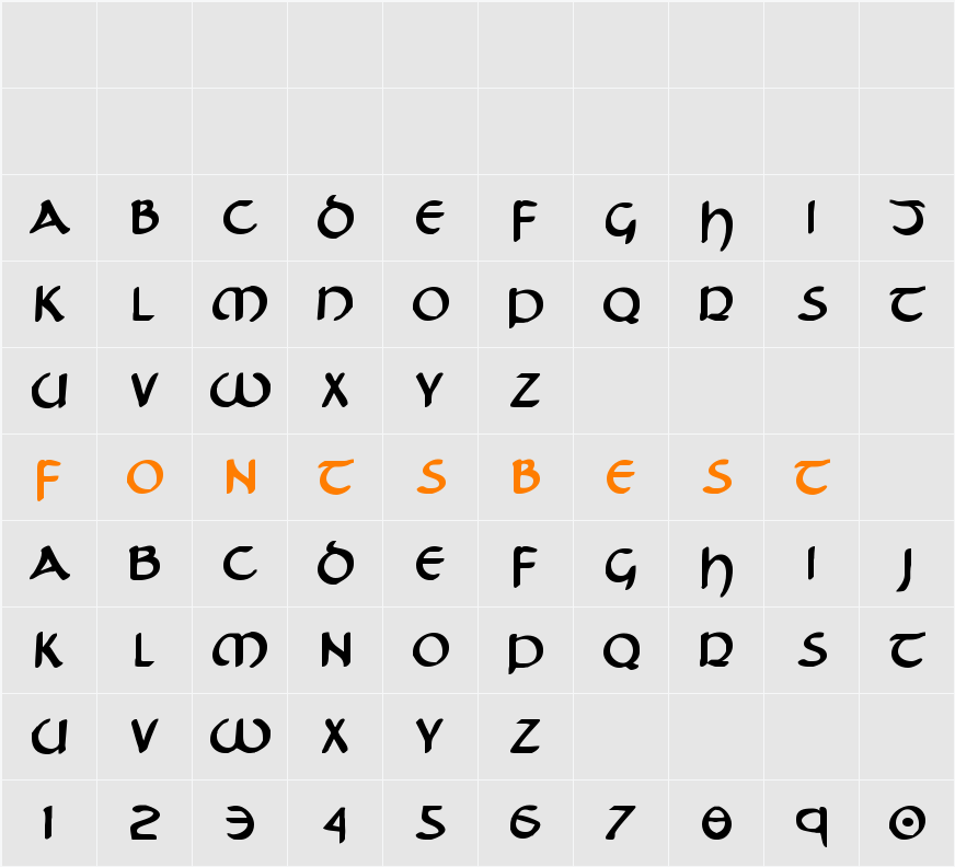 Tristram Bold Character Map