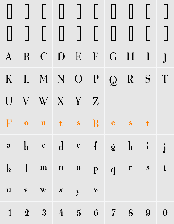 Luciano Condensed Character Map