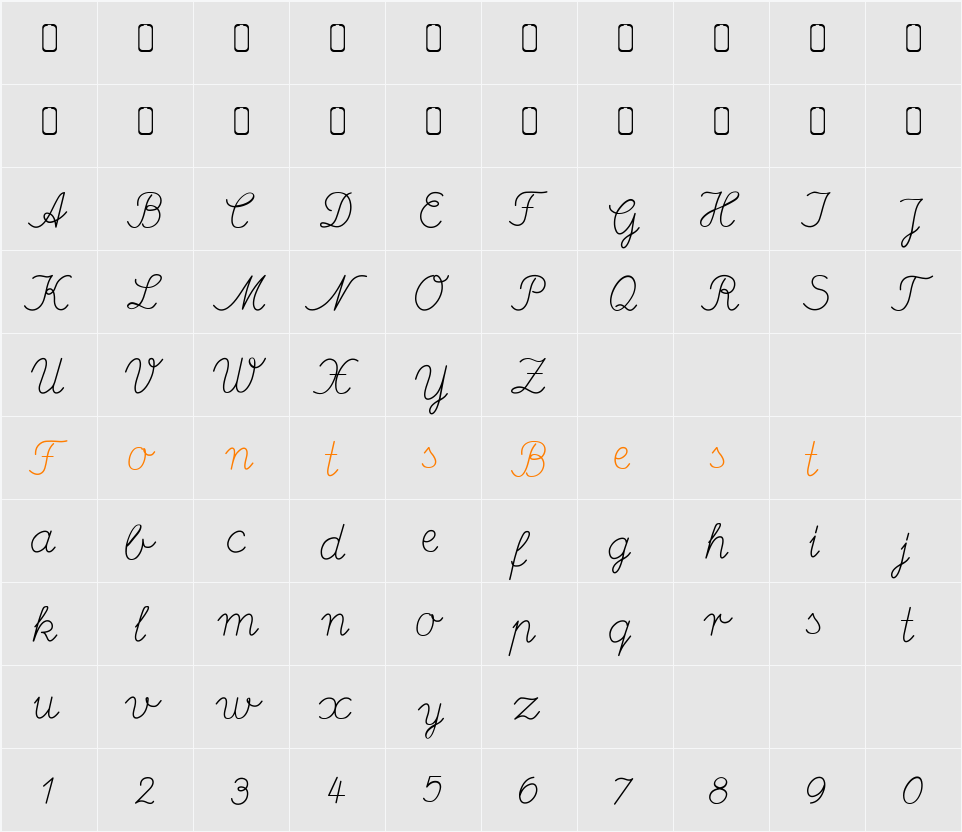Deutsche Normalschrift Character Map