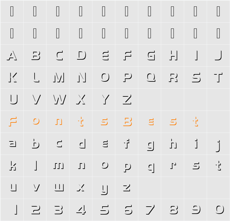 Handel Becker Only Shadow Bold Character Map