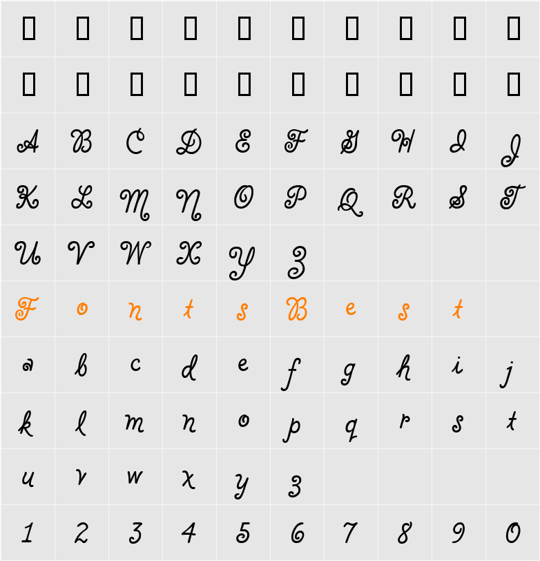 CloverITC TT Character Map