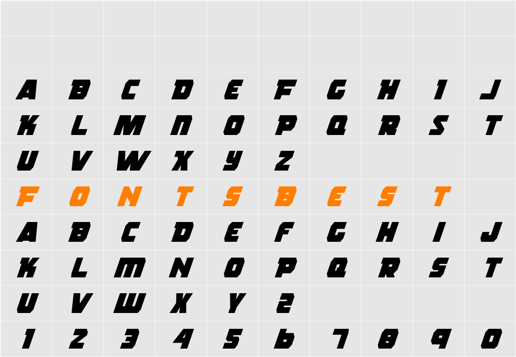 Rogue Hero Italic Character Map