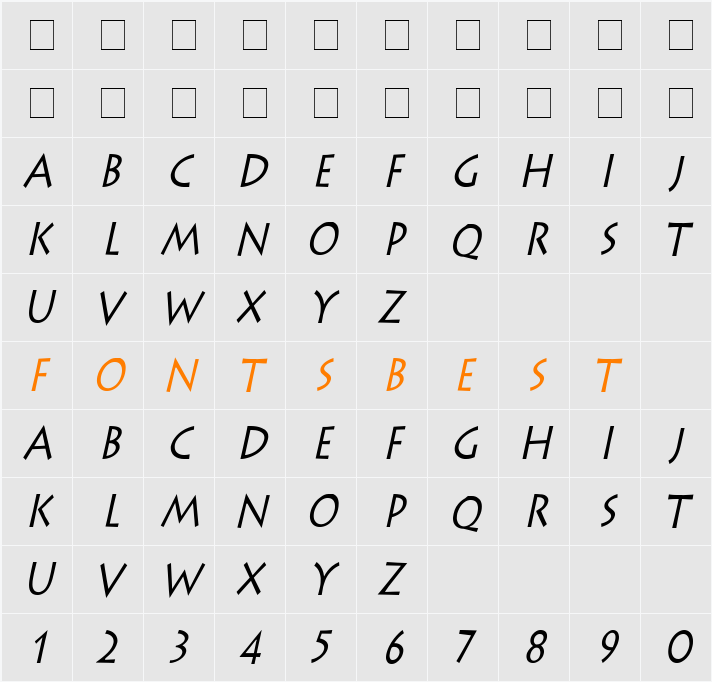 Liste Condensed Character Map