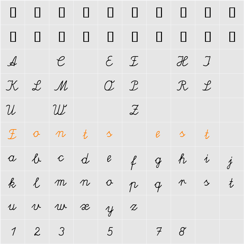 Lateinaus Character Map