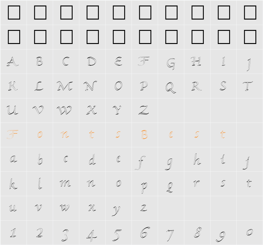 KL HKursive1 OL DB Character Map