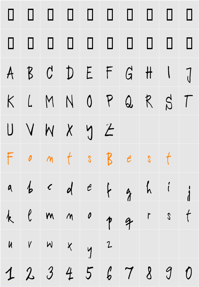 RodeoKing Character Map