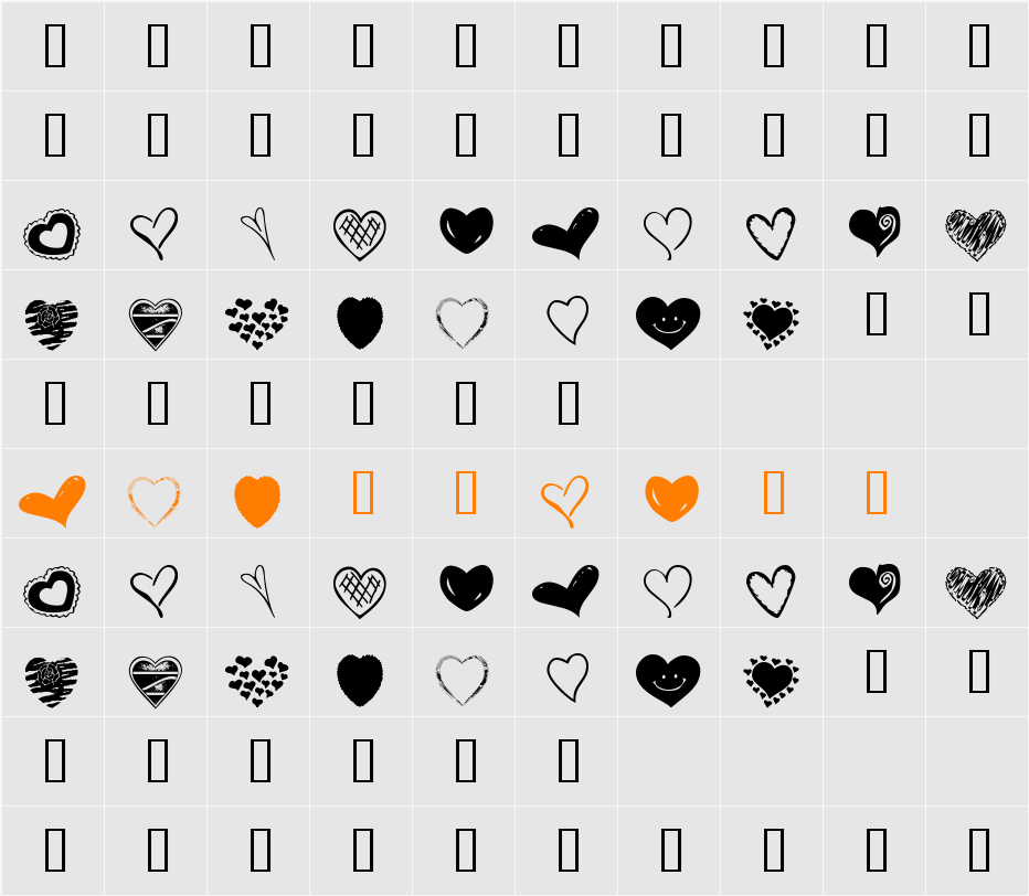 KR Heartalicious Character Map