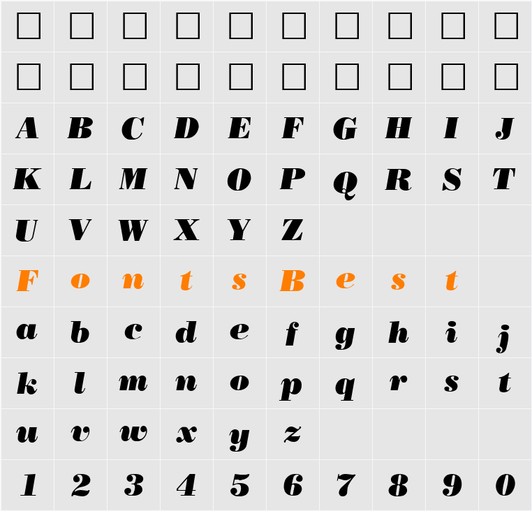 QTBodiniPoster Character Map