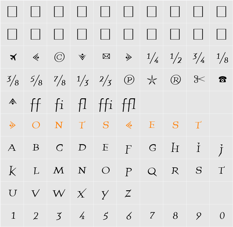 QuartetFractionsRegular Character Map