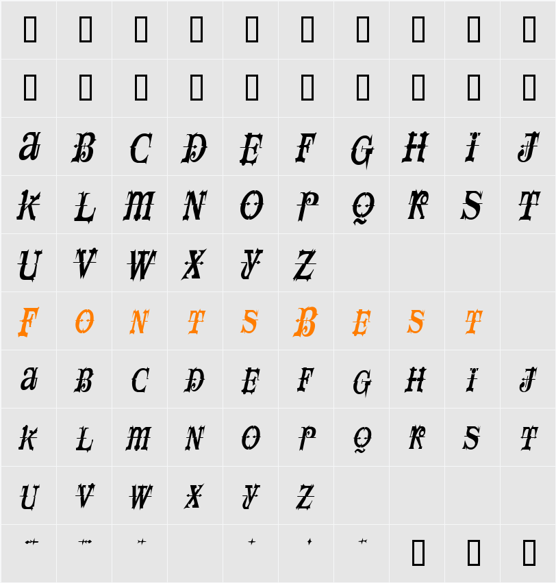 SpaceIveyCondensed Character Map