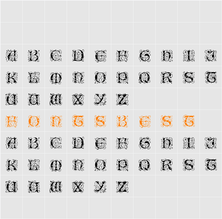 Romantik Character Map