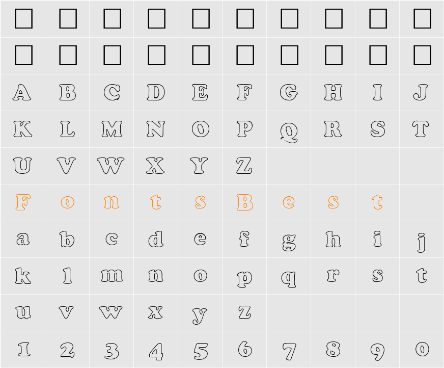 PT Cozy Outline Character Map