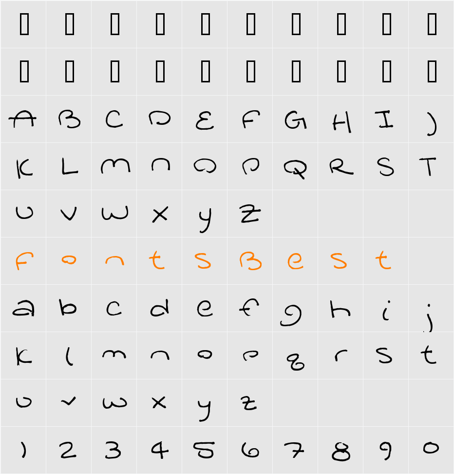 Jukay BTN Character Map