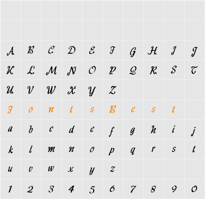 HFF Ribbon Character Map