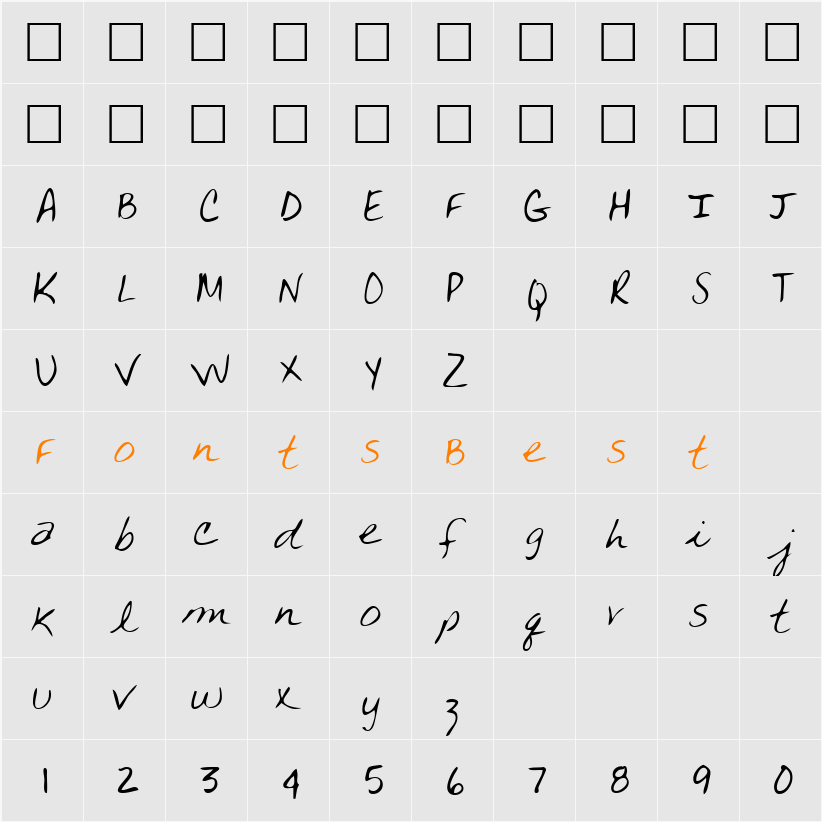 TanyasHand Character Map