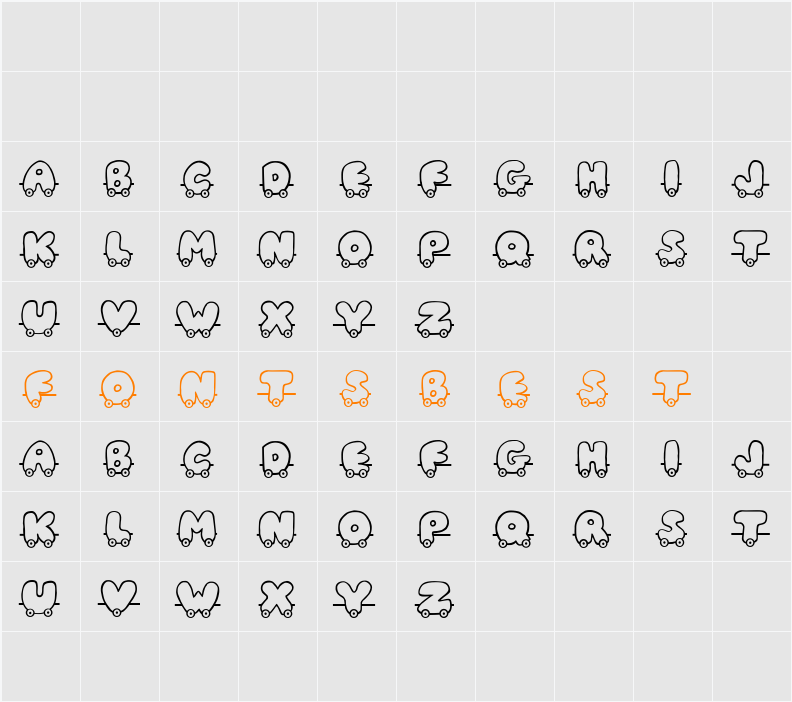 JI Toy Train Character Map