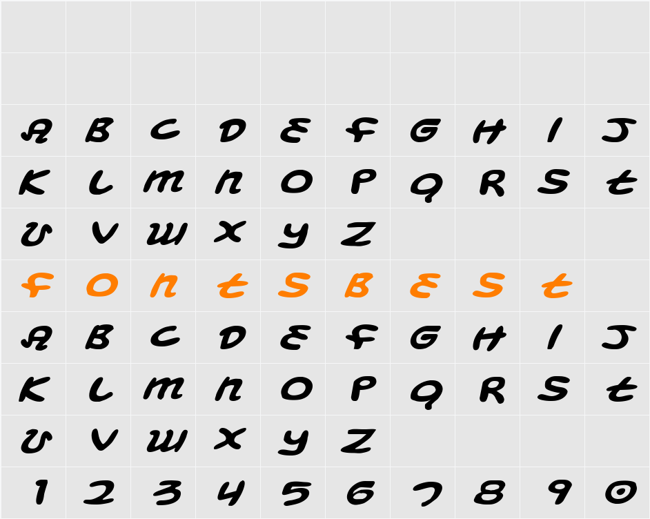 Magic Beans Expanded Italic Character Map