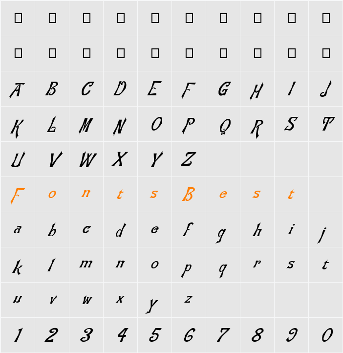 FZ JAZZY 21 ITALIC Character Map