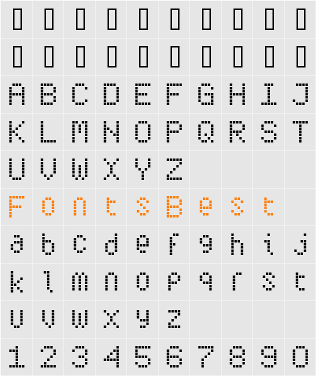 Subway Ticker Grid Character Map