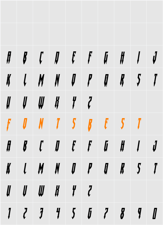 Gotharctica Italic Character Map
