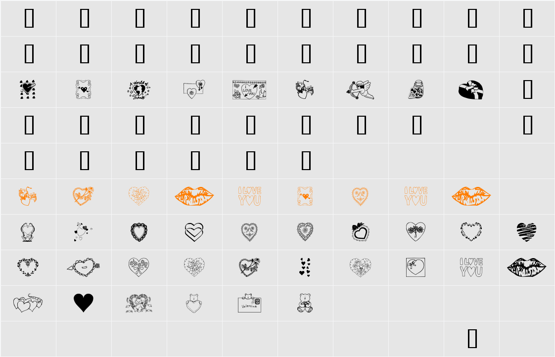 Valentine Character Map