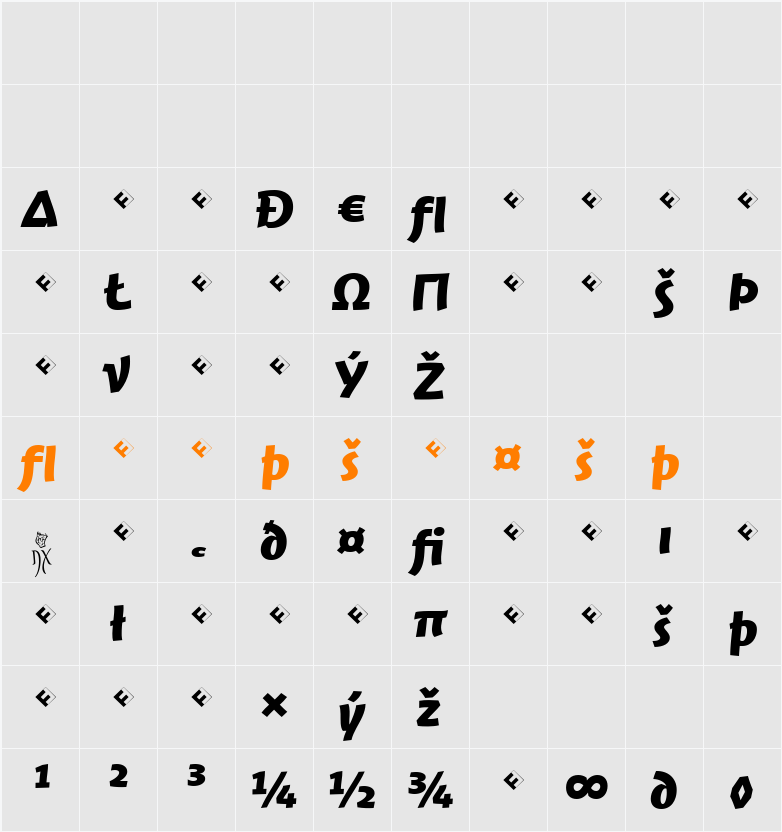 Jambono-BoldExpert Character Map