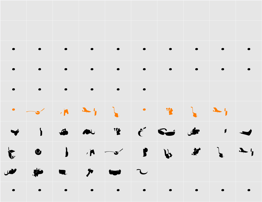 SaunaDingbats-Dimlght Character Map