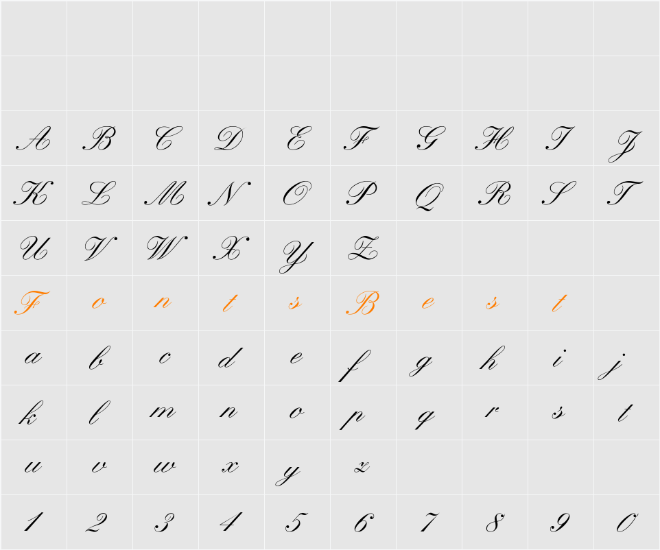 WynnerockScript-Medium Character Map