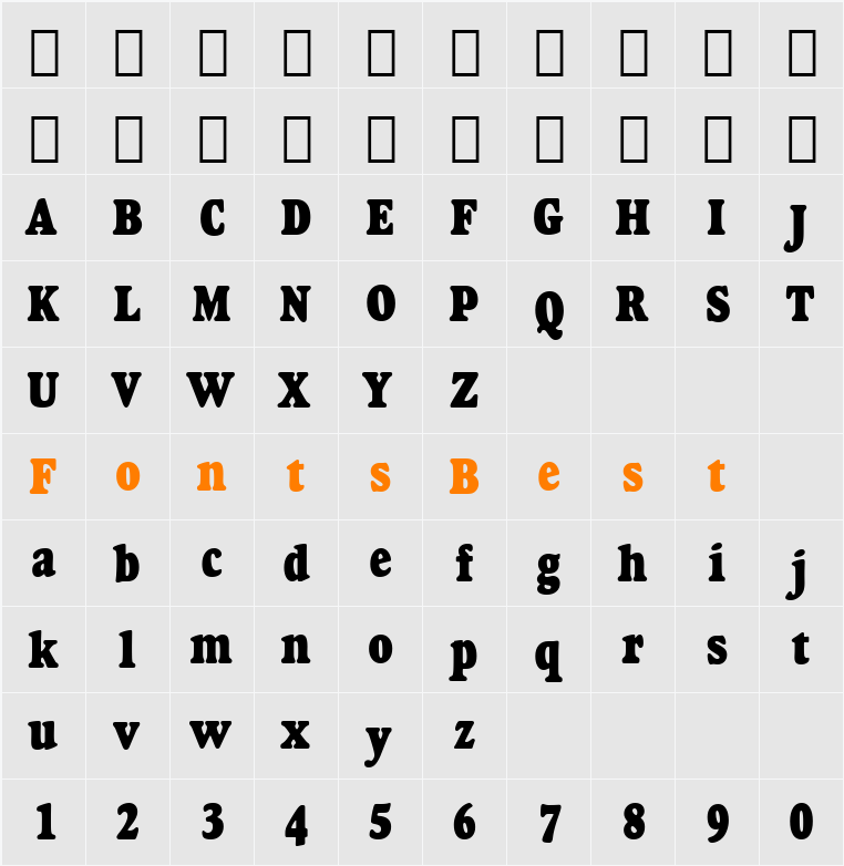 GoudyHvyface Cn BT Character Map