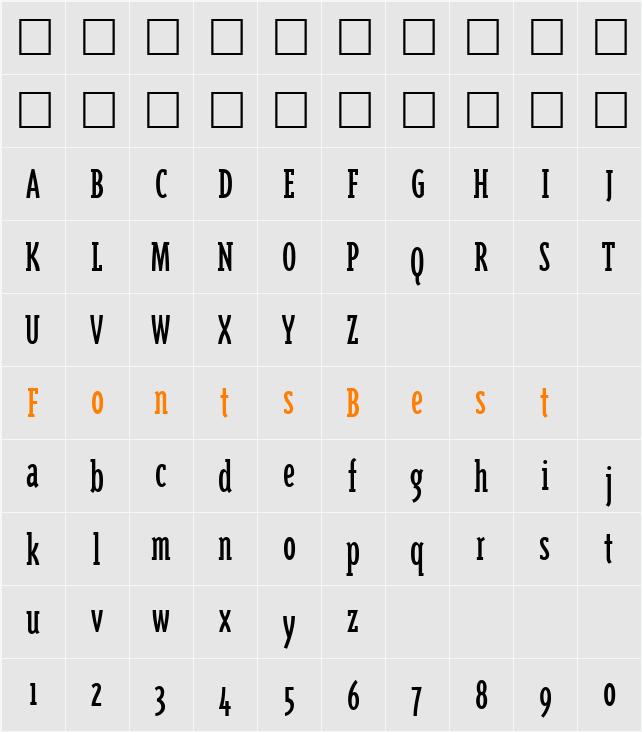 TriplexConSerOldstyle Character Map