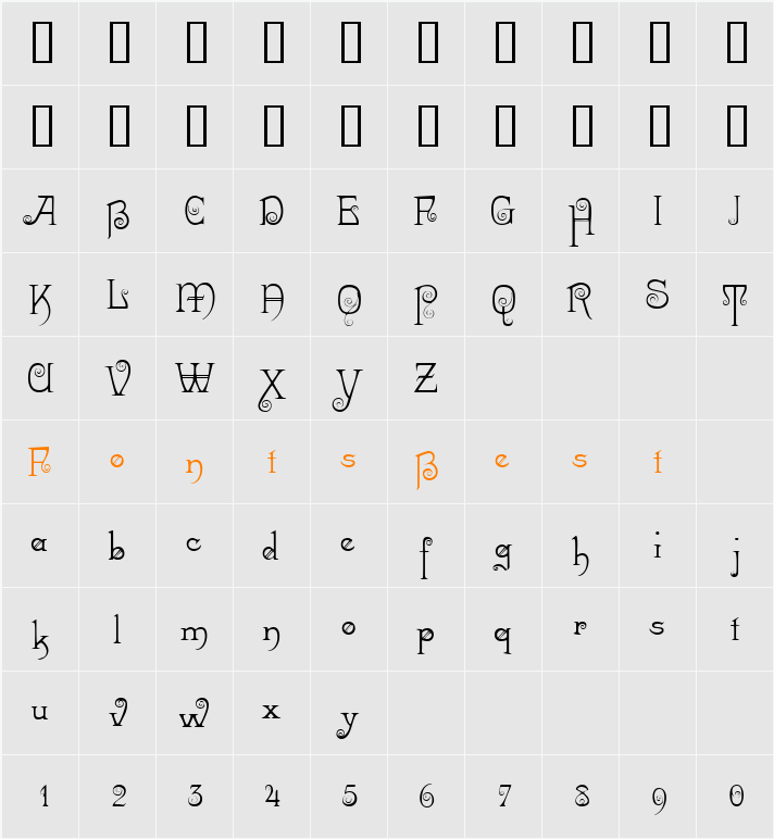 RiccioDisplayScriptSSK Character Map