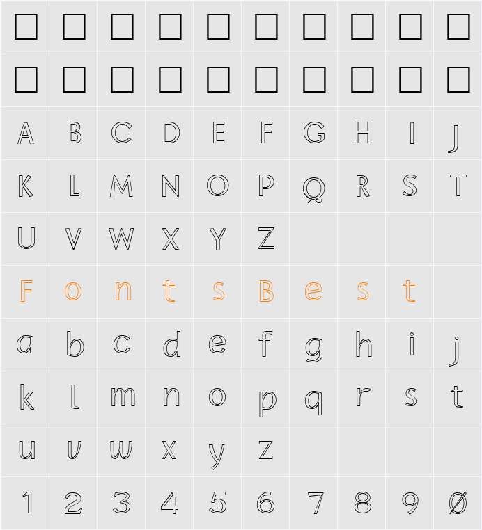 FZ BASIC 11 HOLLOW Character Map