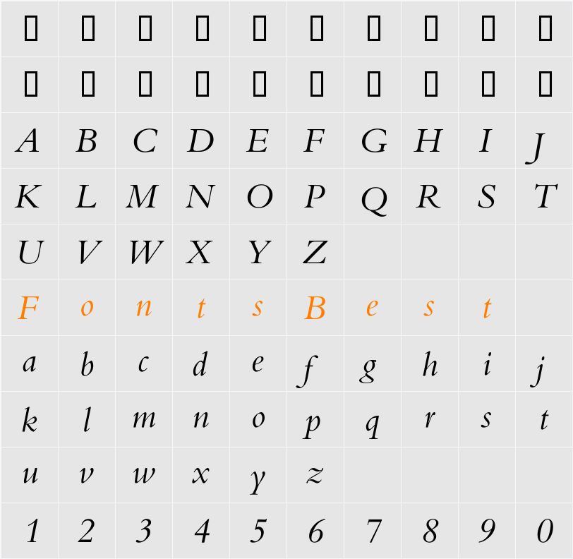MVOldstyle Character Map