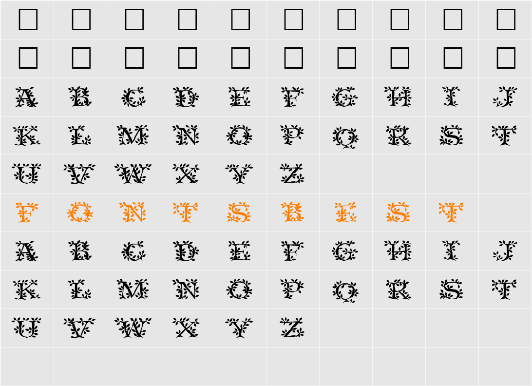 Tender Character Map