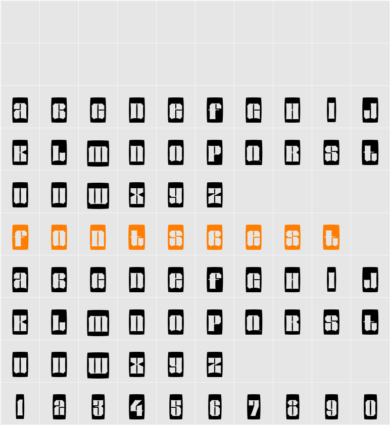 a_GladeCmFsh Character Map