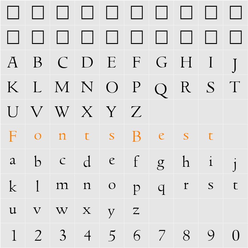 Goudita-Light Character Map